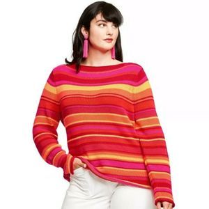 NEW Isaac Mizrahi for Target Striped Sweater Boat Neck Multicolor Sz XL
